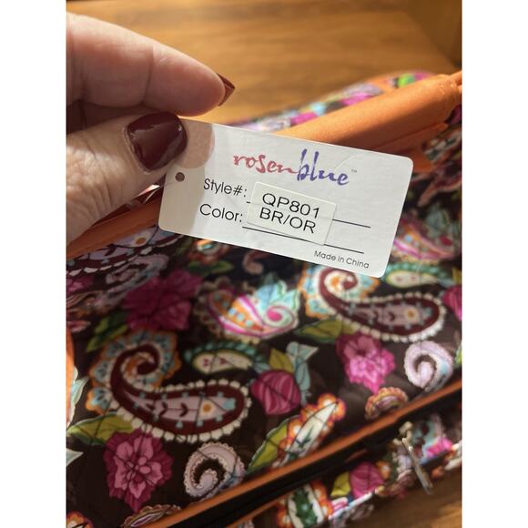 Rosen Blue QP801 Quilted Casserole Carrier Pink, Brown Paisley Thermal NWT NEW - Picture 3 of 11